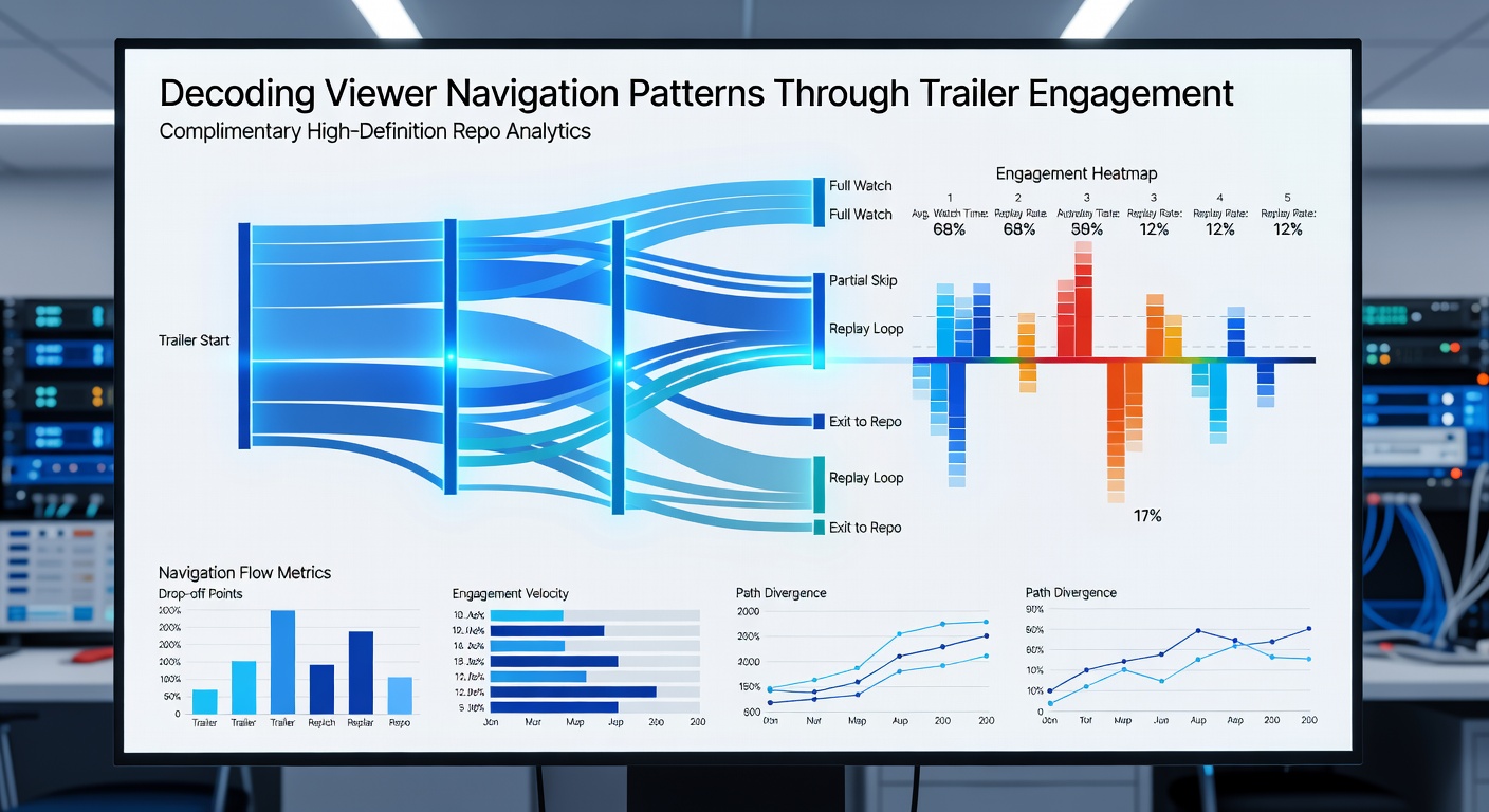 Heatmap visualization of user clicks on trailers leading to genre filters and full movie selections in complimentary HD repositories