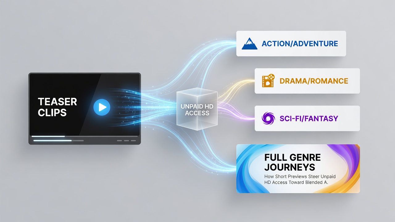 Viewer journey from teaser preview to full blended narrative on free HD platforms