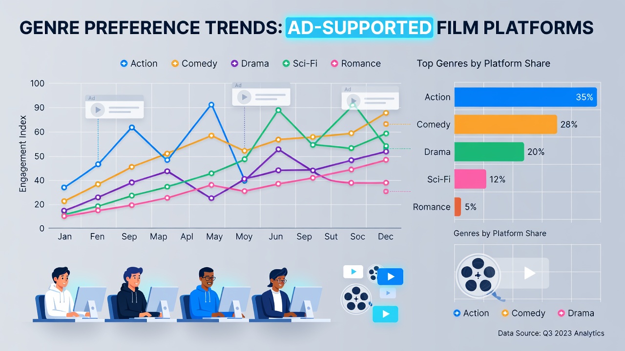 Chart illustrating demographic shifts in film genre selections on free streaming services