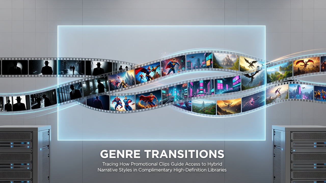 Promotional clips displayed on a digital library interface highlighting genre blend options