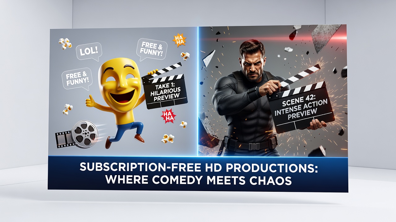 Visual representation of comedy and suspense elements merging in a high-definition trailer preview