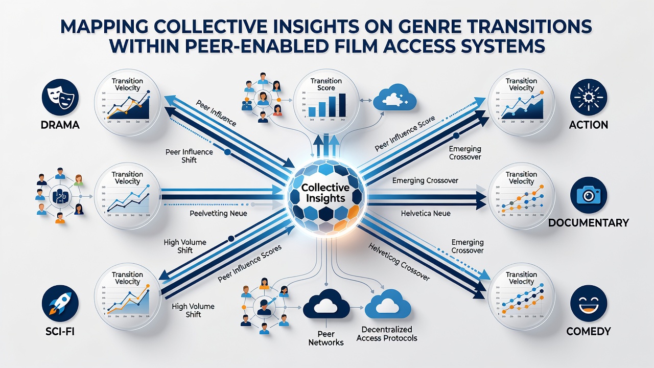 Network diagram illustrating collective genre mapping in peer film access environments