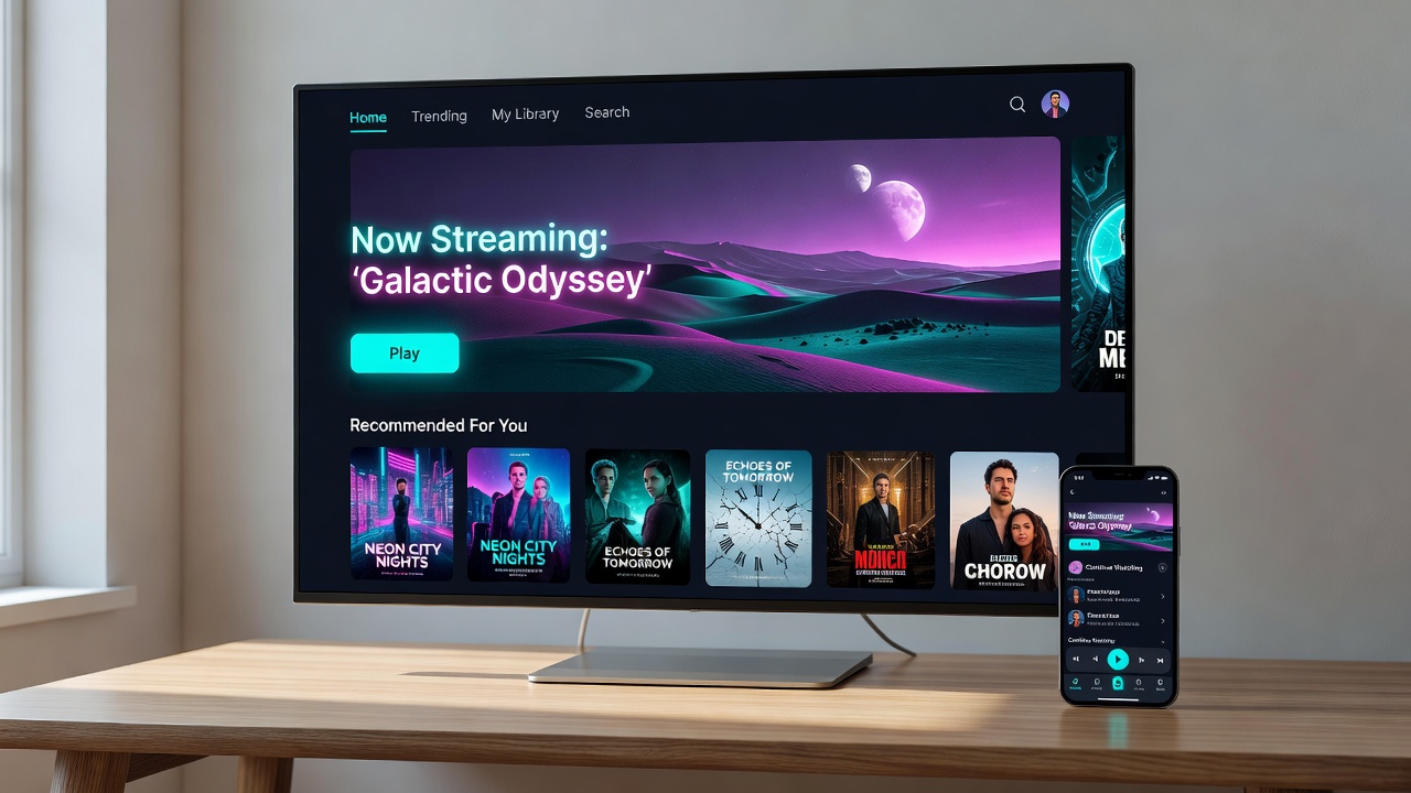 Illustration of digital rights management and security protocols in movie streaming