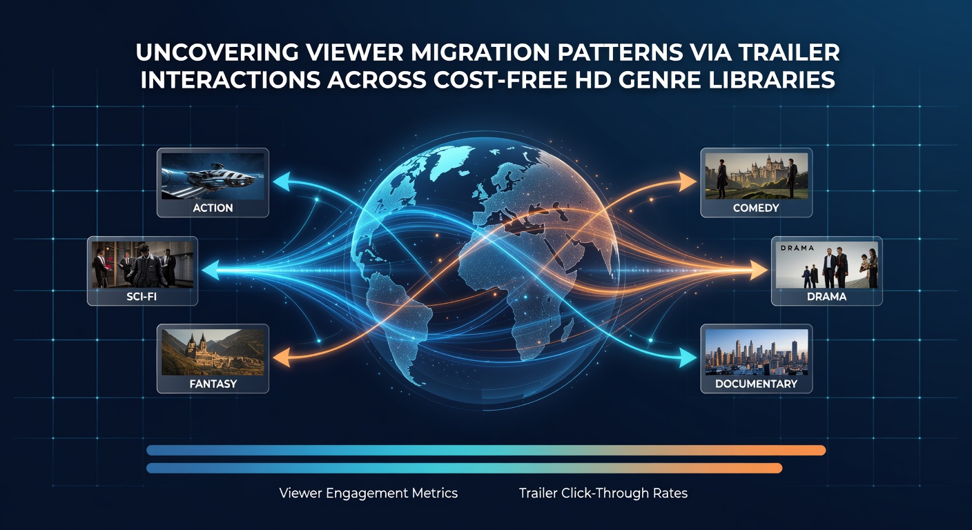 Visualization of viewer migration patterns across free HD movie genre libraries based on trailer interactions